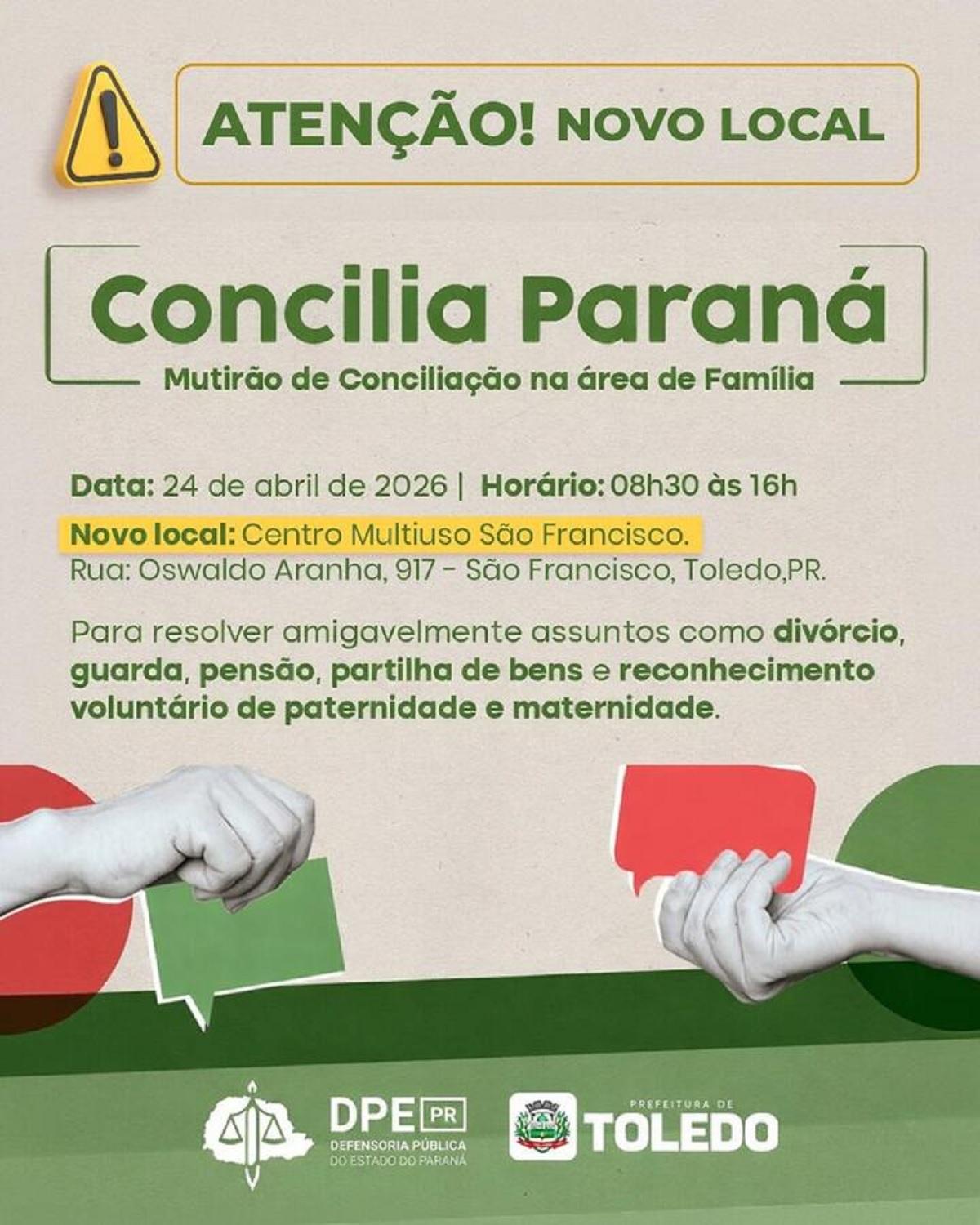 Toledo recebe mutirão Concilia Paraná nesta sexta-feira